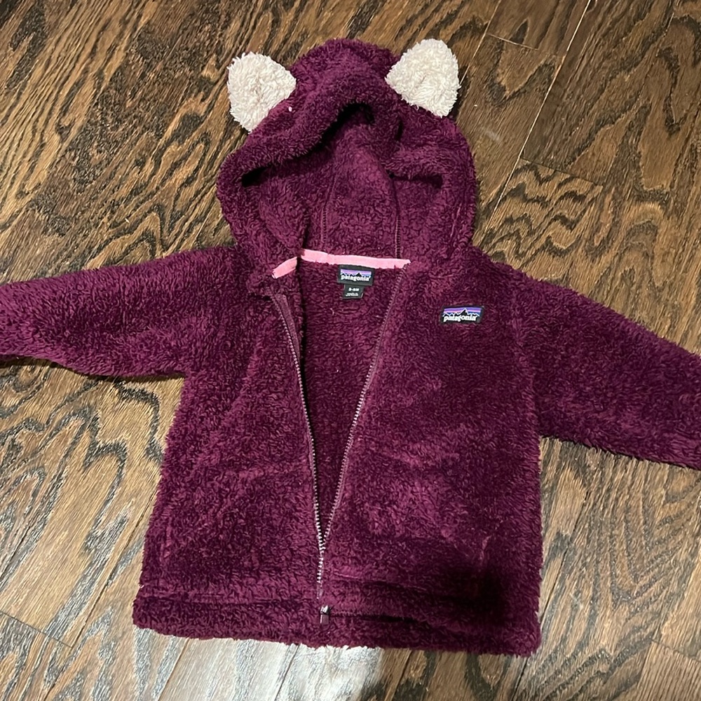 GUC Patagonia Baby Furry Friends Fleece Hoodie Jacket (3-6 mo, fits up to 12 m)